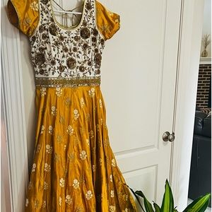 Indain long party wear outfit- lemon yellow